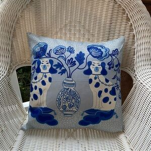 Staffordshire Dog Pillow Cover | Blue Chinoiserie